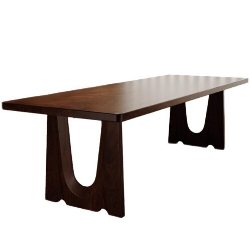 Rectangular Solid Wood Dining Table U-cutout Legs Mid Century Dinner Table Pine or Walnut Wood Optional - Dining table - Q...
