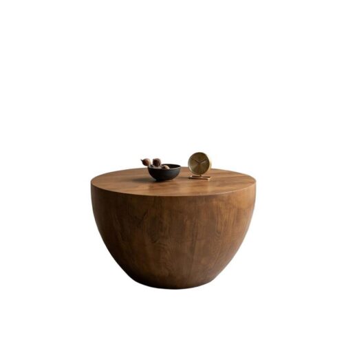 Modern Bowl Shaped Solid Wood Coffee Table, Wabi‑Sabi Style Round Wooden Center Table  Custom size and color - Bedside t...