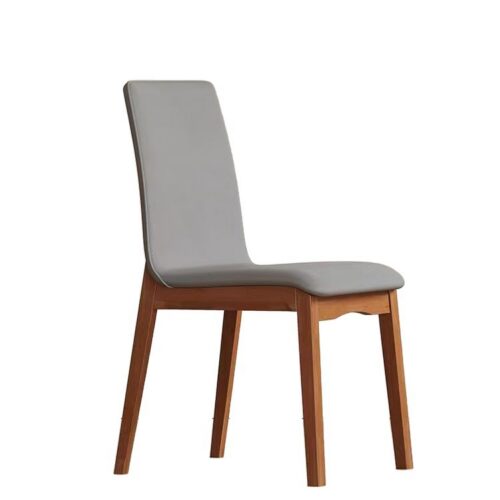 Italian Minimalist Solid Wood Frame Pu Leather Upholstered Dining Chair Modern Simple Armless Dining Side Chair - Solid wo...