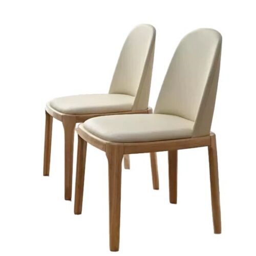 Nordic Style Solid Wood Dining Chair PU Leather Upholstered Armless Side Chair Ergonomic High Back Dinner Chair - Solid wo...