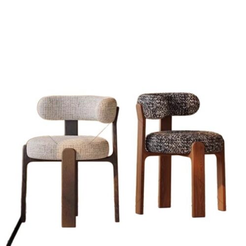 Nordic Style Solid Wood Dining Chair Textured Fabric Upholstered Armless Side Chair Modern Accent Dinner Chair For Home Re...