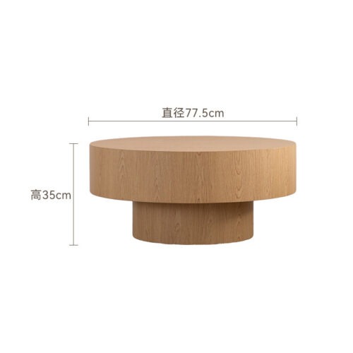 Modern Wooden Grain Circular Center Table, Cylindrical Base Design with MDF - Coffee table - QONKA HOME