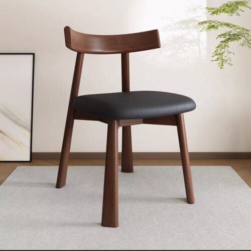 Modern Solid Walnut Dining Chair Minimalist Upholstered Accent Chair - Solid wood dining chair - QONKA HOME