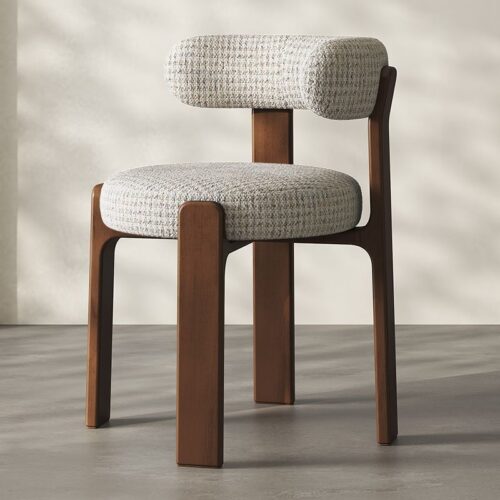 Nordic Hug‑Style Solid Wood Dining Chair Wraparound Back Upholstered Side Chair Optional Chenille Fabric Or PU Leather -...
