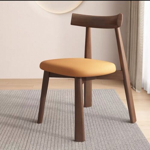 Modern Solid Walnut Dining Chair Minimalist Upholstered Accent Chair - Solid wood dining chair - QONKA HOME