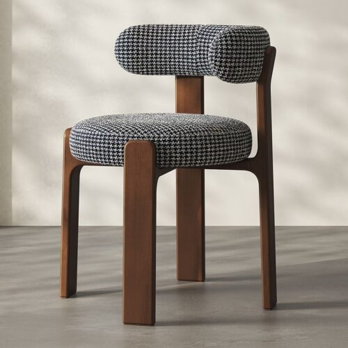 Nordic Hug‑Style Solid Wood Dining Chair Wraparound Back Upholstered Side Chair Optional Chenille Fabric Or PU Leather -...