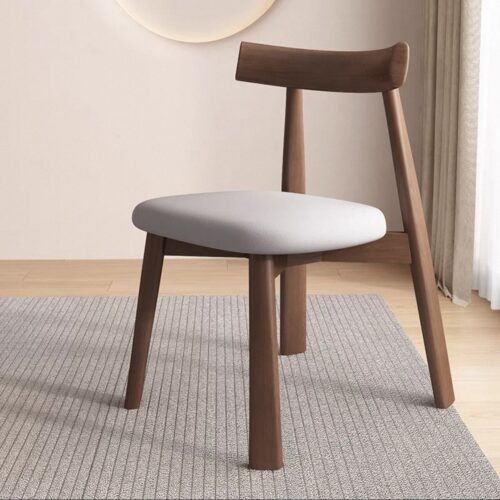 Modern Solid Walnut Dining Chair Minimalist Upholstered Accent Chair - Solid wood dining chair - QONKA HOME