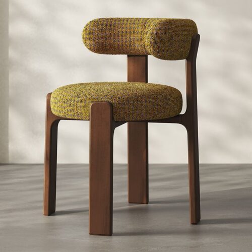 Nordic Hug‑Style Solid Wood Dining Chair Wraparound Back Upholstered Side Chair Optional Chenille Fabric Or PU Leather -...