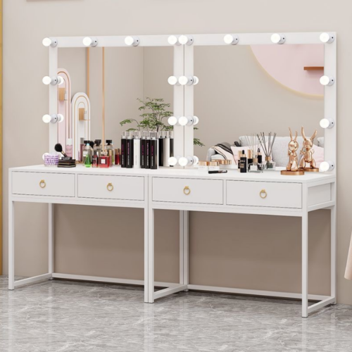 Makeup Vanity Table with Lighted Mirror - Bedroom furniture - QONKA HOME