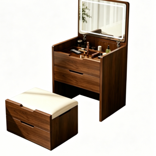 Flip Top Makeup Vanity Table with LED Mirror - Bedroom furniture - QONKA HOME