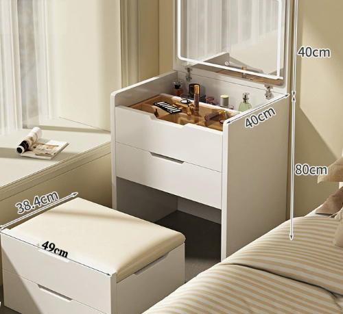 Flip Top Makeup Vanity Table with LED Mirror - Bedroom furniture - QONKA HOME