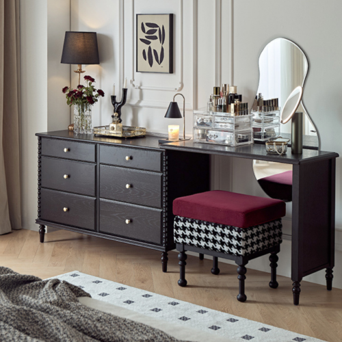 Retro Extendable Dresser Makeup Vanity Combo - Bedroom furniture - QONKA HOME