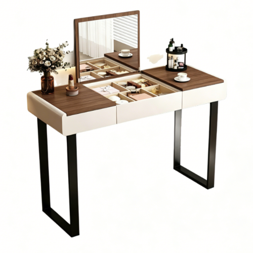 Flip Top Hidden Mirror Makeup Vanity Table - Bedroom furniture - QONKA HOME
