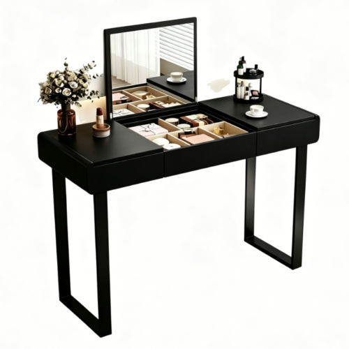 Flip Top Hidden Mirror Makeup Vanity Table - Bedroom furniture - QONKA HOME