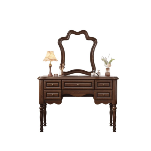 American Vintage Wood Makeup Vanity Table - Bedroom furniture - QONKA HOME