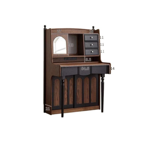Gothic Retro Vanity Desk with Slidable Mirror - Bedroom furniture - QONKA HOME