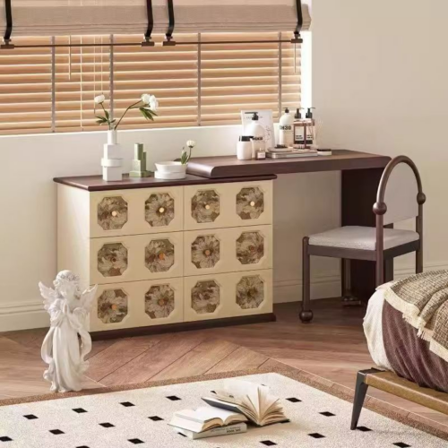 Retro Combined Makeup Vanity Table - Bedroom furniture - QONKA HOME