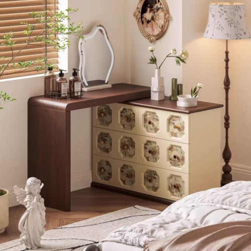 Retro Combined Makeup Vanity Table - Bedroom furniture - QONKA HOME