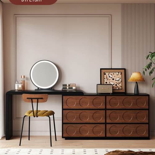 Retro Combined Extendable Makeup Vanity Table - Bedroom furniture - QONKA HOME
