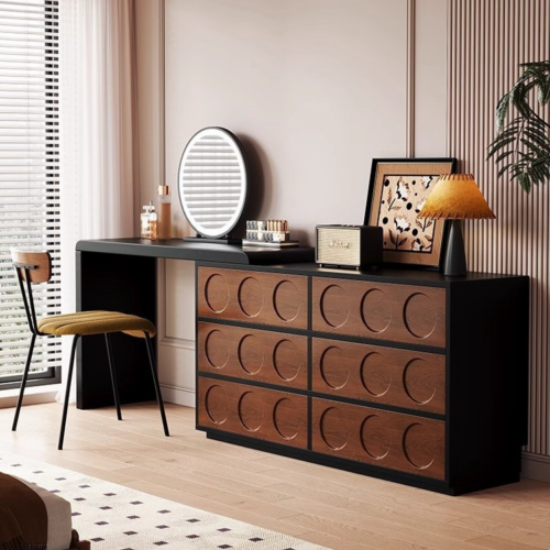 Retro Combined Extendable Makeup Vanity Table - Bedroom furniture - QONKA HOME