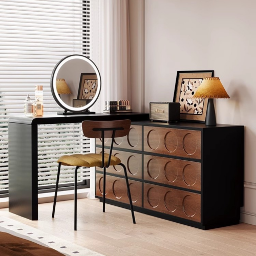 Retro Combined Extendable Makeup Vanity Table - Bedroom furniture - QONKA HOME