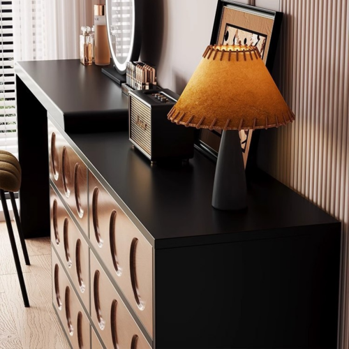Retro Combined Extendable Makeup Vanity Table - Bedroom furniture - QONKA HOME