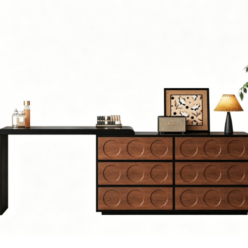 Retro Combined Extendable Makeup Vanity Table - Bedroom furniture - QONKA HOME