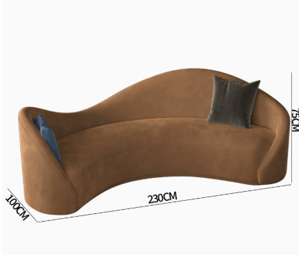 Curved Sofa, Italian Minimalist Style, Matte Fabric, for Living Rooms - Living room furniture - QONKA HOME