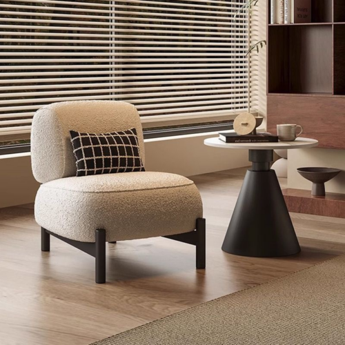 Modern Boucle Fabric Armless Accent Chair - Living room furniture - QONKA HOME