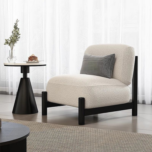 Modern Boucle Fabric Armless Accent Chair - Living room furniture - QONKA HOME