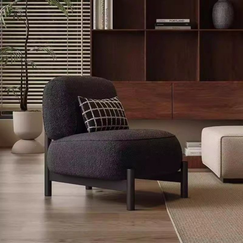 Modern Boucle Fabric Armless Accent Chair - Living room furniture - QONKA HOME