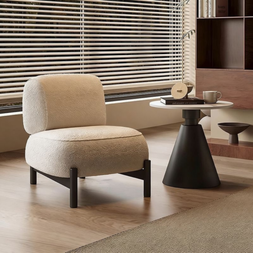 Modern Boucle Fabric Armless Accent Chair - Living room furniture - QONKA HOME