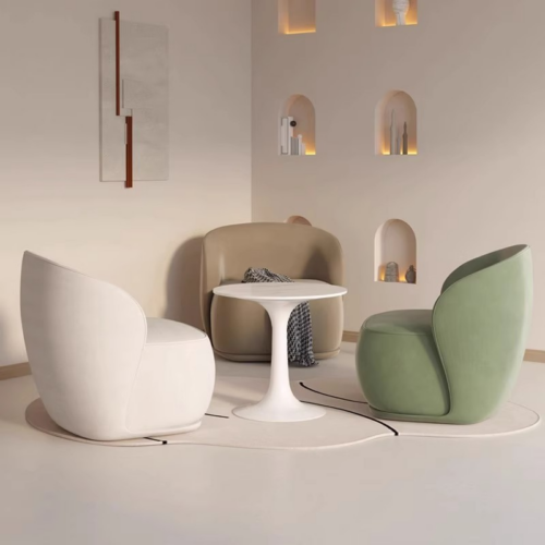 Curved Single Accent Armchair - Living room furniture - QONKA HOME