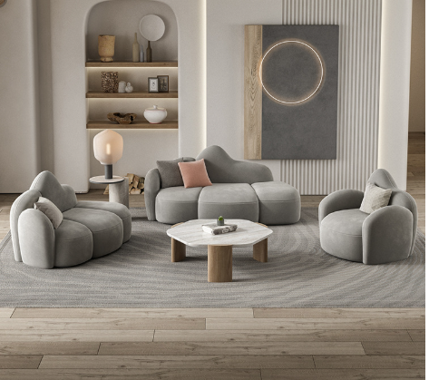Creative Nordic-Style Plush Cloud Sofa, Mountain-Shaped Upholstered Sofa - Living room furniture - QONKA HOME