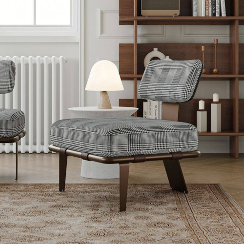 Plaid Single Accent Lounge Chair - Living room furniture - QONKA HOME