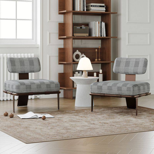 Plaid Single Accent Lounge Chair - Living room furniture - QONKA HOME