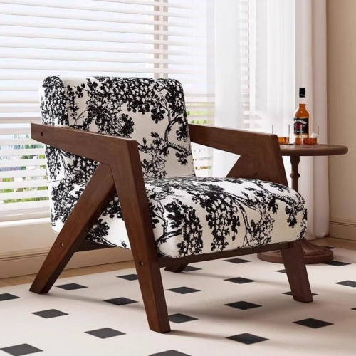 Mid Century Wooden Frame Accent Chair - Living room furniture - QONKA HOME