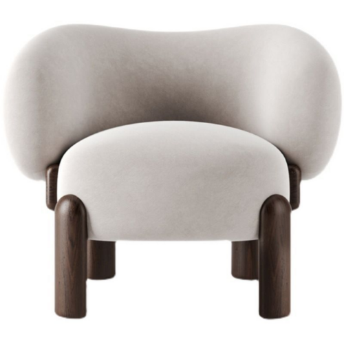 Curved Boucle Lamb Fleece Accent Chair - Living room furniture - QONKA HOME