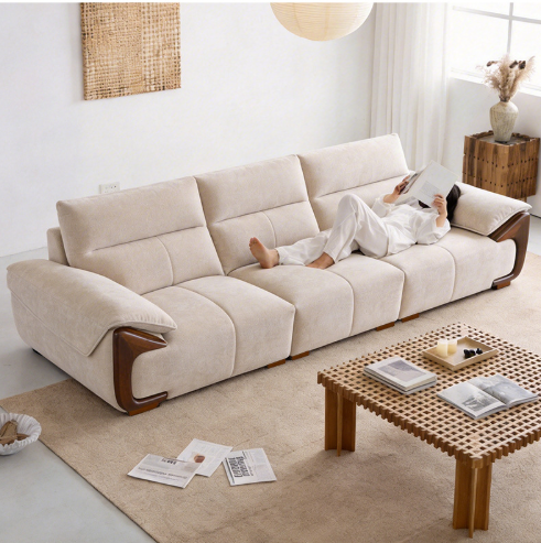 Italian-style Vintage Cream-colored Fabric Sofa, Luxurious and Modern Minimalist Design - Living room furniture - QONKA HOME