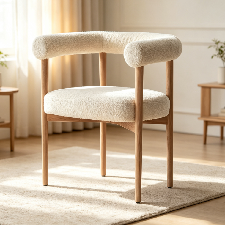 Lambswool C-Shaped Armchair - Living room furniture - QONKA HOME