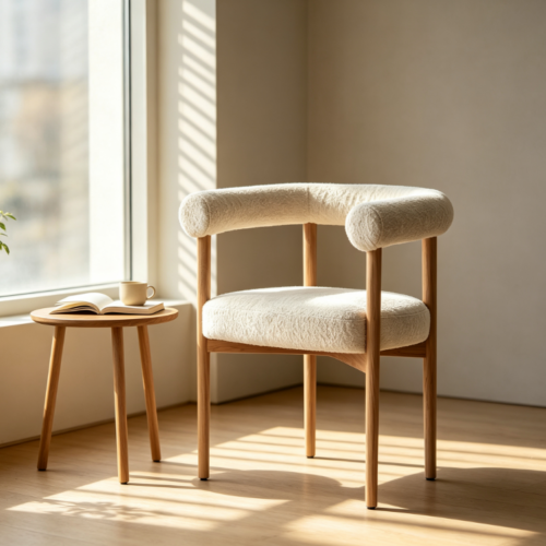 Lambswool C-Shaped Armchair - Living room furniture - QONKA HOME