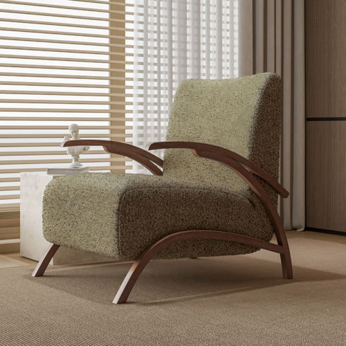 Lamb Fleece Solid Wood Leisure Accent Chair - Living room furniture - QONKA HOME