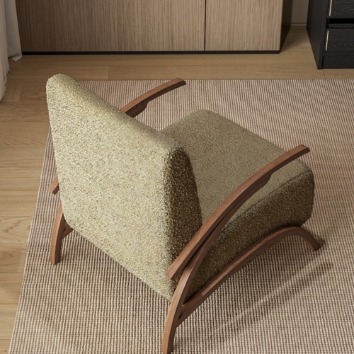 Lamb Fleece Solid Wood Leisure Accent Chair - Living room furniture - QONKA HOME