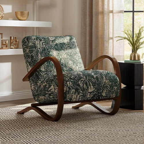 Print Fabric Accent Leisure Chair - Living room furniture - QONKA HOME