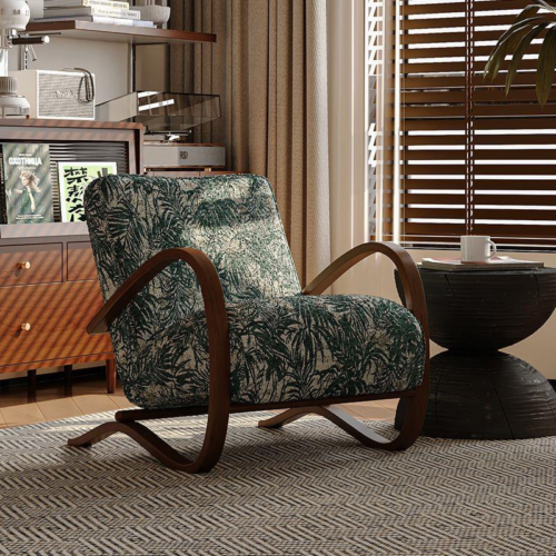 Print Fabric Accent Leisure Chair - Living room furniture - QONKA HOME