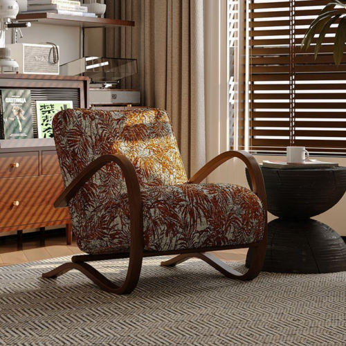 Print Fabric Accent Leisure Chair - Living room furniture - QONKA HOME