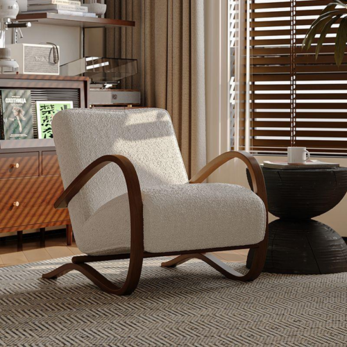 Print Fabric Accent Leisure Chair - Living room furniture - QONKA HOME