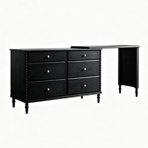 Retro Extendable Dresser Makeup Vanity Combo - Bedroom furniture - QONKA HOME
