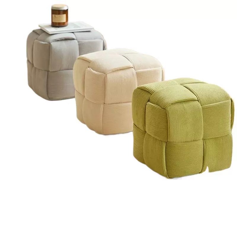 Woven Cube Ottoman Stool - Living room furniture - QONKA HOME