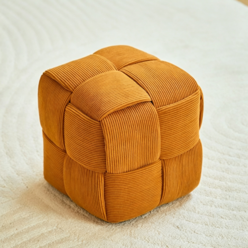 Woven Cube Ottoman Stool - Living room furniture - QONKA HOME